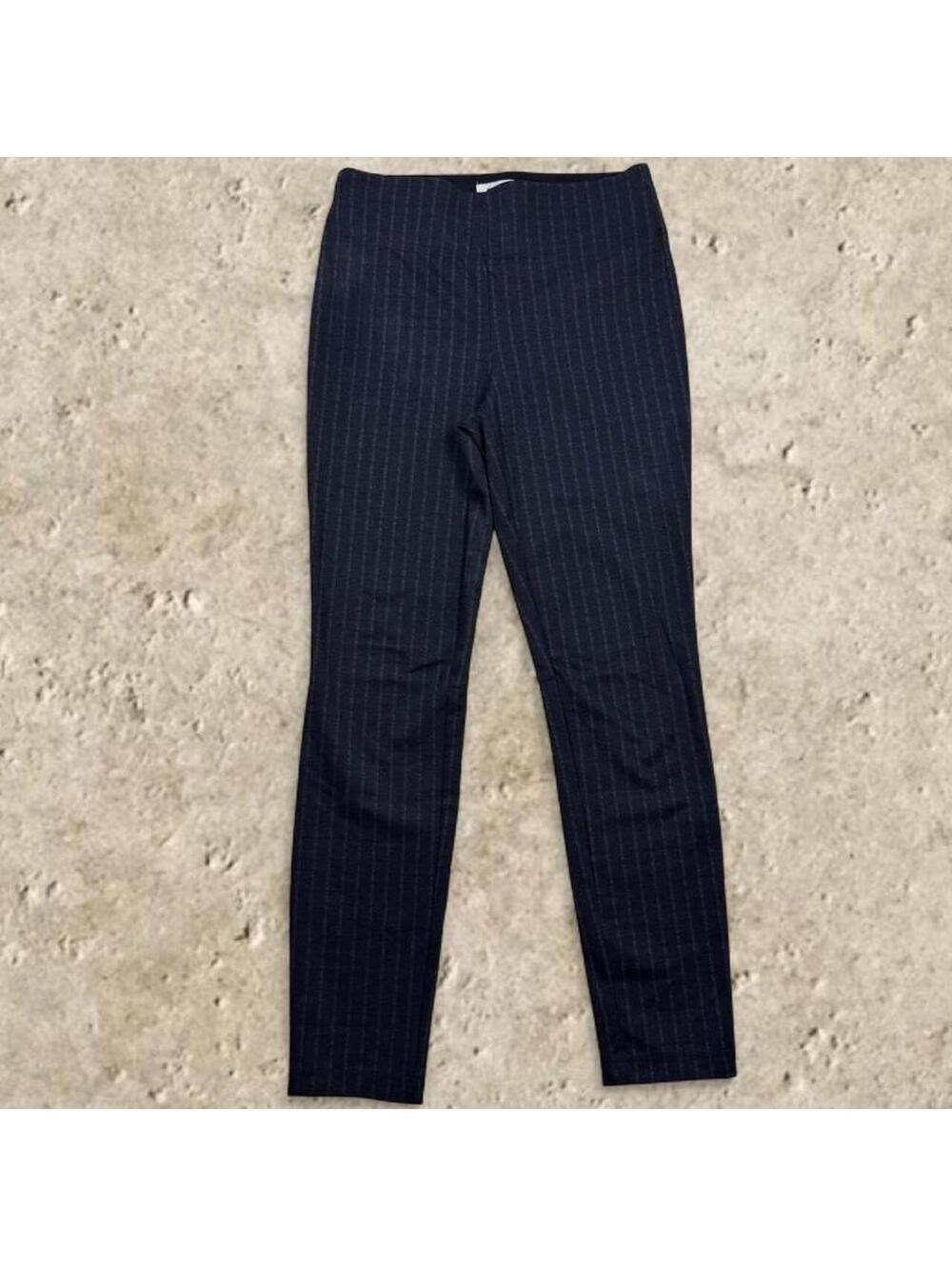 Max Studio Black Pinstripe Pull On Skinny Trousers Slim Career Pants Size XS P